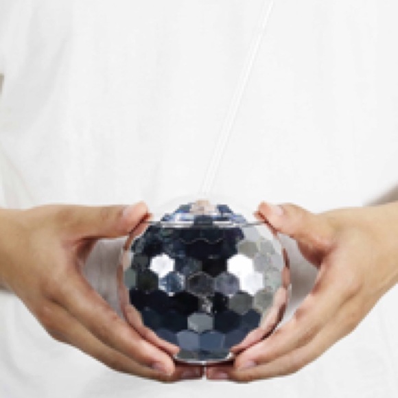 Silver Disco Ball Tumbler Cup with Lid and Straw - Picture 4 of 5